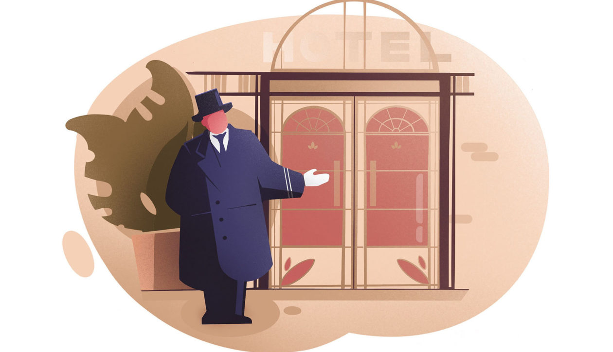 1. Enabling free flowing spaces between public areas would eliminate points of contact between guests. This could be a door person or door hold open devices.